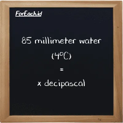 1 millimeter water (4<sup>o</sup>C) is equivalent to 98.064 decipascal (1 mmH2O is equivalent to 98.064 dPa)