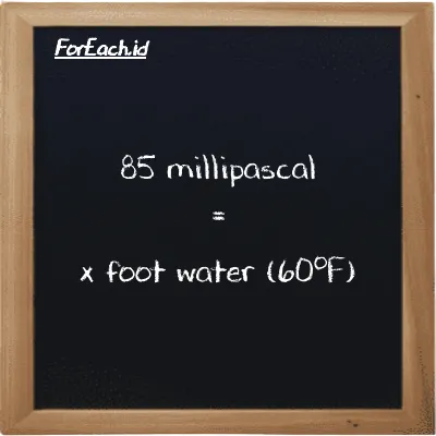 Example millipascal to foot water (60<sup>o</sup>F) conversion (85 mPa to ftH2O)