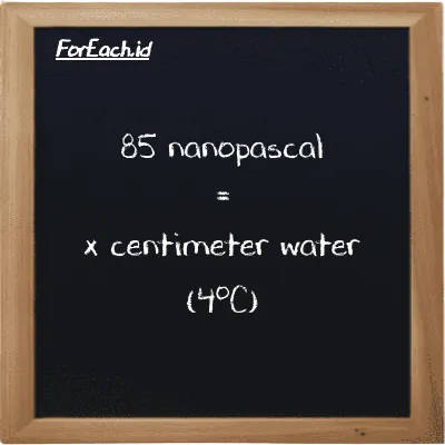 Example nanopascal to centimeter water (4<sup>o</sup>C) conversion (85 nPa to cmH2O)