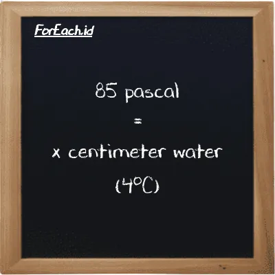 Example pascal to centimeter water (4<sup>o</sup>C) conversion (85 Pa to cmH2O)