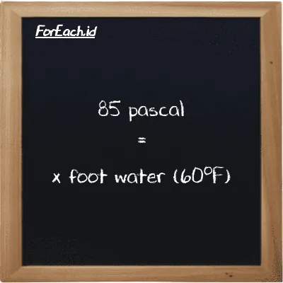 Example pascal to foot water (60<sup>o</sup>F) conversion (85 Pa to ftH2O)