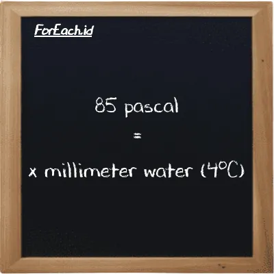 Example pascal to millimeter water (4<sup>o</sup>C) conversion (85 Pa to mmH2O)