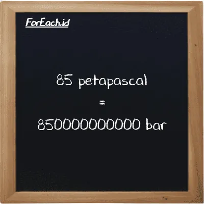 85 petapascal is equivalent to 850000000000 bar (85 PPa is equivalent to 850000000000 bar)