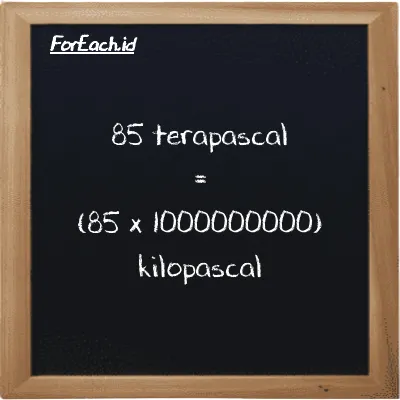 How to convert terapascal to kilopascal: 85 terapascal (TPa) is equivalent to 85 times 1000000000 kilopascal (kPa)