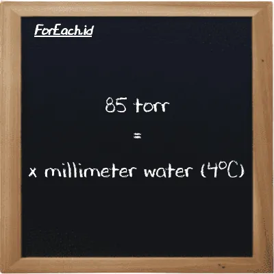 Example torr to millimeter water (4<sup>o</sup>C) conversion (85 torr to mmH2O)