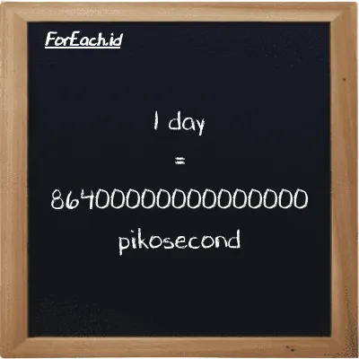 1 day is equivalent to 86400000000000000 picosecond (1 d is equivalent to 86400000000000000 ps)