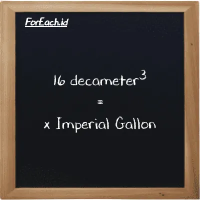 Example decameter<sup>3</sup> to Imperial Gallon conversion (16 dam<sup>3</sup> to imp gal)