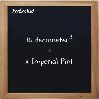 Example decameter<sup>3</sup> to Imperial Pint conversion (16 dam<sup>3</sup> to imp pt)