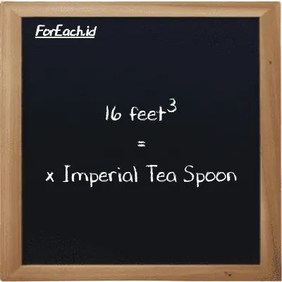 Example feet<sup>3</sup> to Imperial Tea Spoon conversion (16 ft<sup>3</sup> to imp tsp)