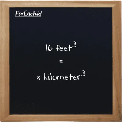 Example feet<sup>3</sup> to kilometer<sup>3</sup> conversion (16 ft<sup>3</sup> to km<sup>3</sup>)
