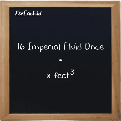 Example Imperial Fluid Once to feet<sup>3</sup> conversion (16 imp fl oz to ft<sup>3</sup>)
