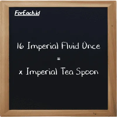 Example Imperial Fluid Once to Imperial Tea Spoon conversion (16 imp fl oz to imp tsp)