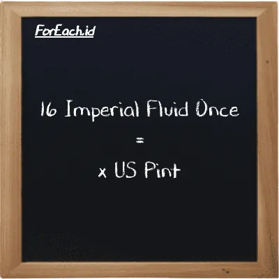 Example Imperial Fluid Once to US Pint conversion (16 imp fl oz to pt)