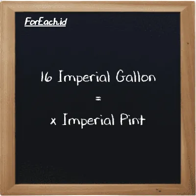Example Imperial Gallon to Imperial Pint conversion (16 imp gal to imp pt)