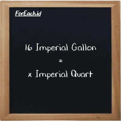 Example Imperial Gallon to Imperial Quart conversion (16 imp gal to imp qt)