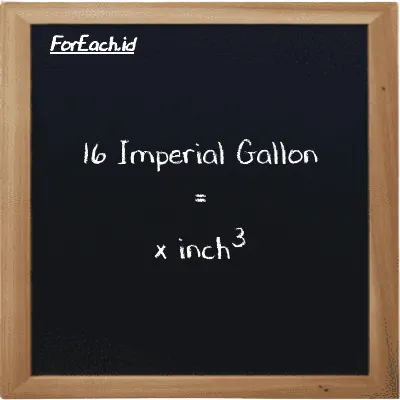 Example Imperial Gallon to inch<sup>3</sup> conversion (16 imp gal to in<sup>3</sup>)
