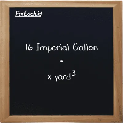 Example Imperial Gallon to yard<sup>3</sup> conversion (16 imp gal to yd<sup>3</sup>)