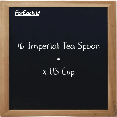 Example Imperial Tea Spoon to US Cup conversion (16 imp tsp to c)
