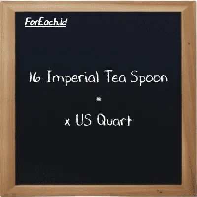 Example Imperial Tea Spoon to US Quart conversion (16 imp tsp to qt)