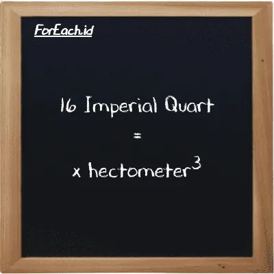 Example Imperial Quart to hectometer<sup>3</sup> conversion (16 imp qt to hm<sup>3</sup>)