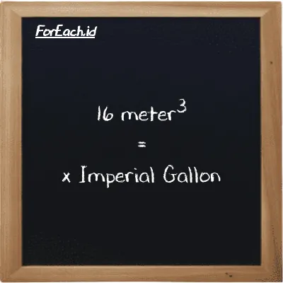 Example meter<sup>3</sup> to Imperial Gallon conversion (16 m<sup>3</sup> to imp gal)