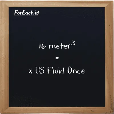Example meter<sup>3</sup> to US Fluid Once conversion (16 m<sup>3</sup> to fl oz)