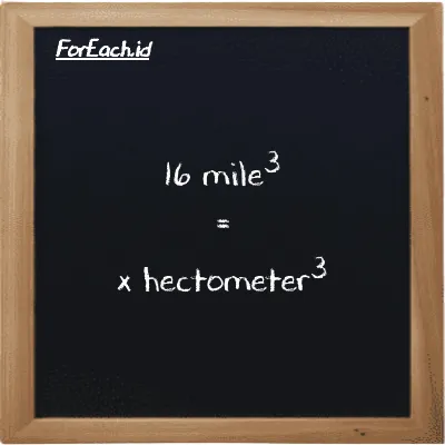 Example mile<sup>3</sup> to hectometer<sup>3</sup> conversion (16 mi<sup>3</sup> to hm<sup>3</sup>)