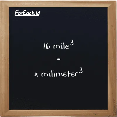 Example mile<sup>3</sup> to millimeter<sup>3</sup> conversion (16 mi<sup>3</sup> to mm<sup>3</sup>)