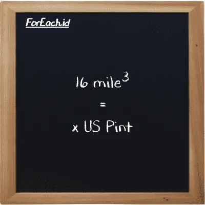 Example mile<sup>3</sup> to US Pint conversion (16 mi<sup>3</sup> to pt)