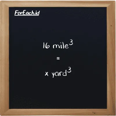 Example mile<sup>3</sup> to yard<sup>3</sup> conversion (16 mi<sup>3</sup> to yd<sup>3</sup>)