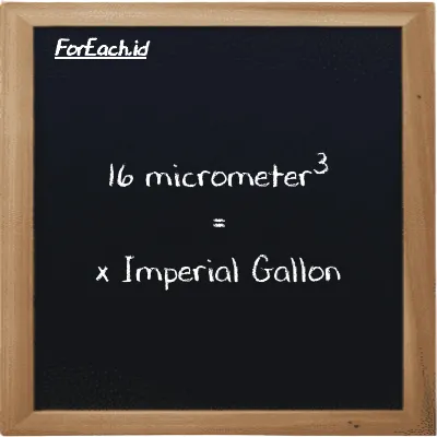 Example micrometer<sup>3</sup> to Imperial Gallon conversion (16 µm<sup>3</sup> to imp gal)