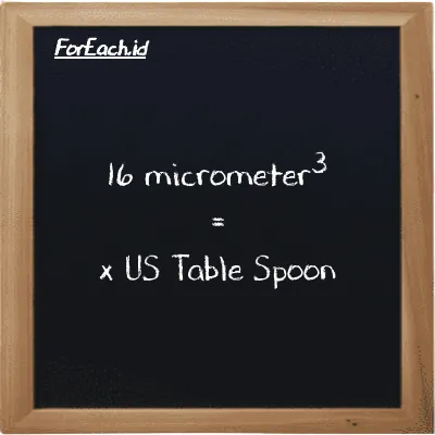 Example micrometer<sup>3</sup> to US Table Spoon conversion (16 µm<sup>3</sup> to tbsp)