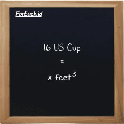 Example US Cup to feet<sup>3</sup> conversion (16 c to ft<sup>3</sup>)