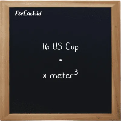 Example US Cup to meter<sup>3</sup> conversion (16 c to m<sup>3</sup>)