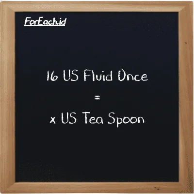 Example US Fluid Once to US Tea Spoon conversion (16 fl oz to tsp)