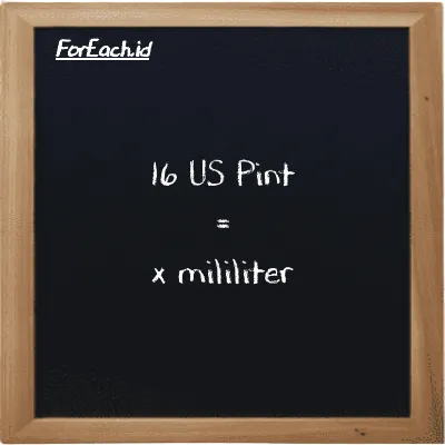 Example US Pint to milliliter conversion (16 pt to ml)