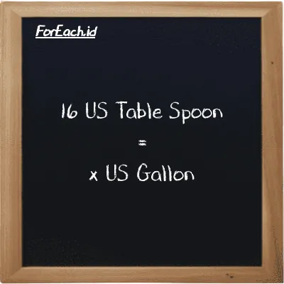 Example US Table Spoon to US Gallon conversion (16 tbsp to gal)