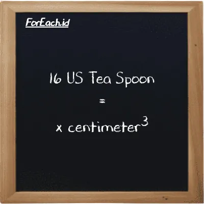 Example US Tea Spoon to centimeter<sup>3</sup> conversion (16 tsp to cm<sup>3</sup>)