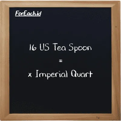 Example US Tea Spoon to Imperial Quart conversion (16 tsp to imp qt)