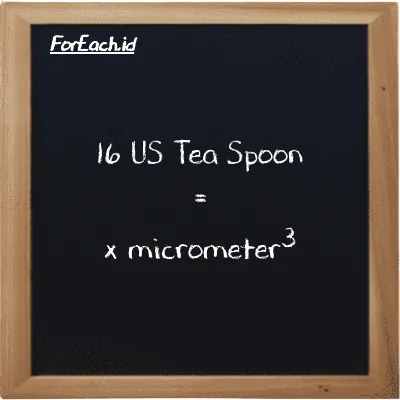 Example US Tea Spoon to micrometer<sup>3</sup> conversion (16 tsp to µm<sup>3</sup>)