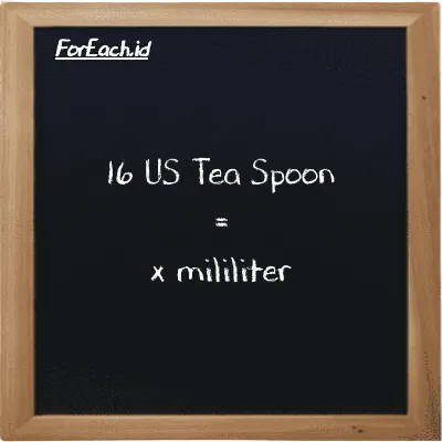 Example US Tea Spoon to milliliter conversion (16 tsp to ml)