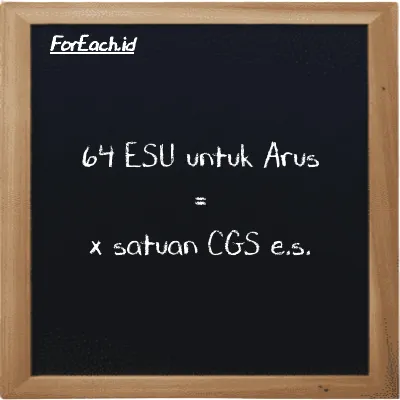 1 ESU untuk Arus setara dengan 1 satuan CGS e.s. (1 esu setara dengan 1 cgs-esu)