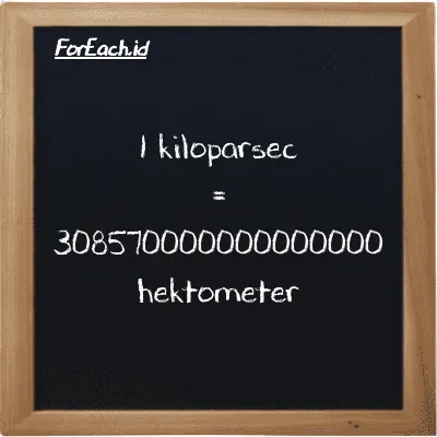 1 kiloparsec setara dengan 308570000000000000 hektometer (1 kpc setara dengan 308570000000000000 hm)