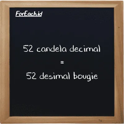 52 candela decimal setara dengan 52 desimal bougie (52 dec cd setara dengan 52 dec bougie)