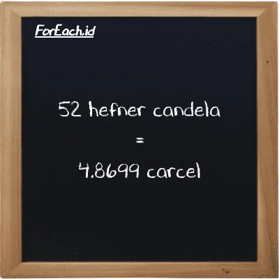 52 hefner candela setara dengan 4.8699 carcel (52 HC setara dengan 4.8699 car)