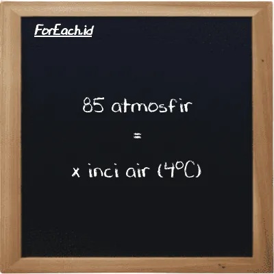 Contoh konversi atmosfir ke inci air (4<sup>o</sup>C) (atm ke inH2O)