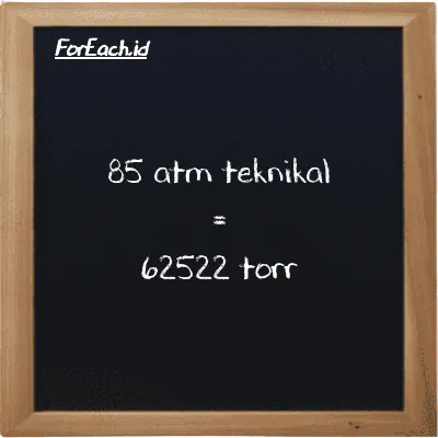 85 atm teknikal setara dengan 62522 torr (85 at setara dengan 62522 torr)