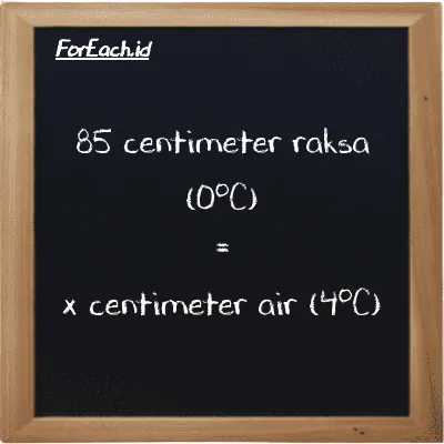 Contoh konversi centimeter raksa (0<sup>o</sup>C) ke centimeter air (4<sup>o</sup>C) (cmHg ke cmH2O)