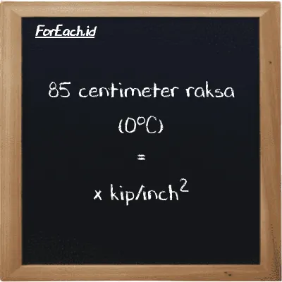 Contoh konversi centimeter raksa (0<sup>o</sup>C) ke kip/inch<sup>2</sup> (cmHg ke ksi)