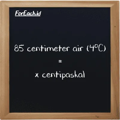 Contoh konversi centimeter air (4<sup>o</sup>C) ke centipaskal (cmH2O ke cPa)